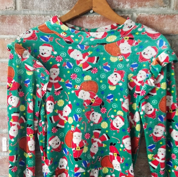 "Ugly" Christmas Green Santa Print Velour Dress - Picture 6 of 7